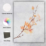 Orange Autumn Branch Watercolour Leaves Canvas Wall Art Print Decor Picture Ready to Hang