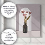 Muted Pink Tulip Vase Minimal Botanical Canvas Wall Art Print Decor Picture Ready to Hang