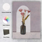 Muted Pink Tulip Vase Minimal Botanical Canvas Wall Art Print Decor Picture Ready to Hang