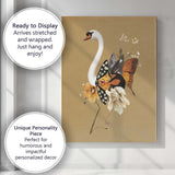 White Swan Butterfly Floral Collage Canvas Wall Art Print Decor Picture Ready to Hang