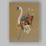 White Swan Butterfly Floral Collage Canvas Wall Art Print Decor Picture Ready to Hang