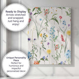 White Ditsy Wildflower Botanical Pattern Canvas Wall Art Print Decor Picture Ready to Hang
