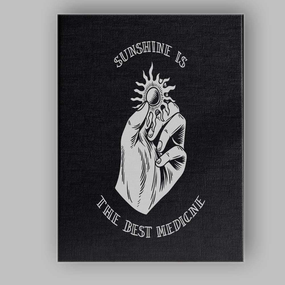 Black Sunshine Medicine Hand Illustration Canvas Wall Art Print Decor Picture Ready to Hang