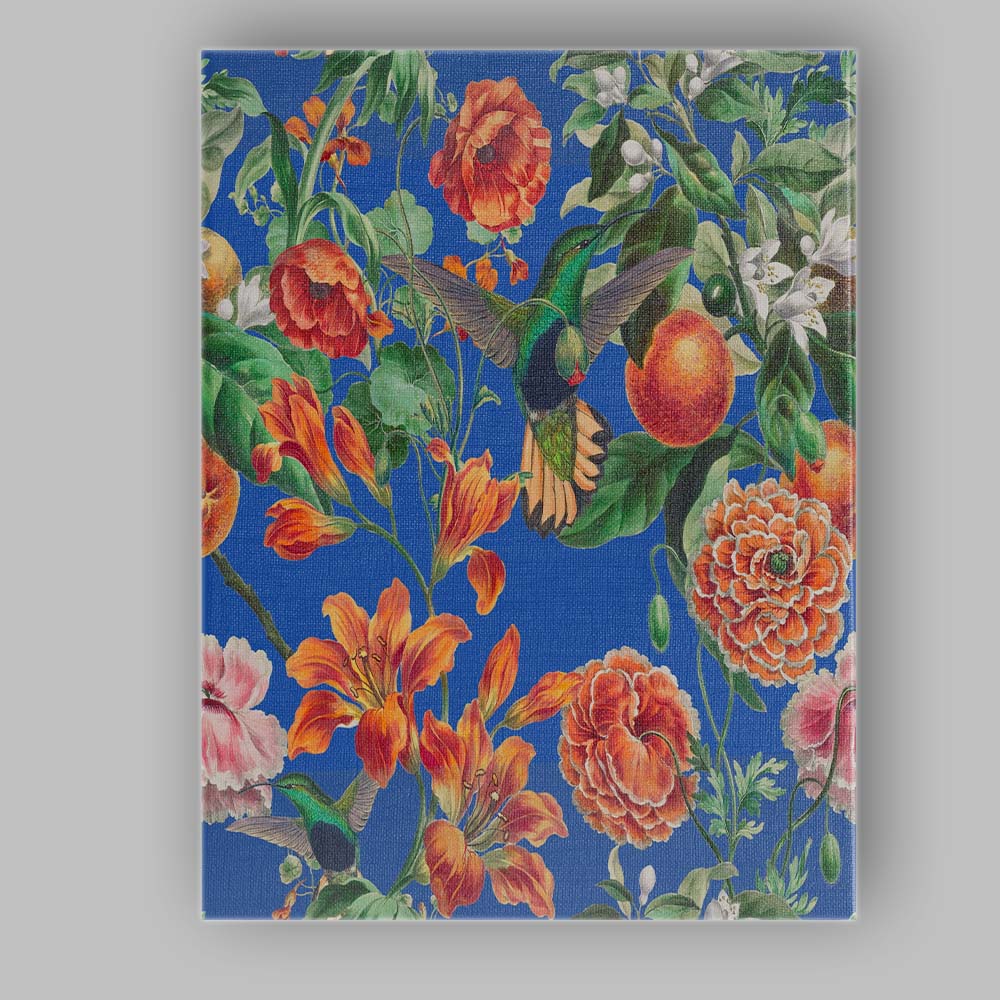 Blue Hummingbird Orange Floral Tropical Canvas Wall Art Print Decor Picture Ready to Hang