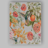 White Hummingbird Orange Floral Tropical Canvas Wall Art Print Decor Picture Ready to Hang
