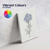 Blue Line Wildflower Stem Drawing Canvas Wall Art Print Decor Picture Ready to Hang