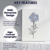 Blue Line Wildflower Stem Drawing Canvas Wall Art Print Decor Picture Ready to Hang