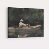 Peaceful Lone Fisherman Boat Tranquil River Impressionist Landscape Canvas Wall Art Print Decor Picture Ready to Hang