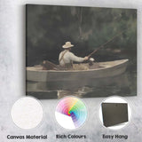 Peaceful Lone Fisherman Boat Tranquil River Impressionist Landscape Canvas Wall Art Print Decor Picture Ready to Hang
