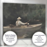 Peaceful Lone Fisherman Boat Tranquil River Impressionist Landscape Canvas Wall Art Print Decor Picture Ready to Hang