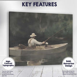 Peaceful Lone Fisherman Boat Tranquil River Impressionist Landscape Canvas Wall Art Print Decor Picture Ready to Hang