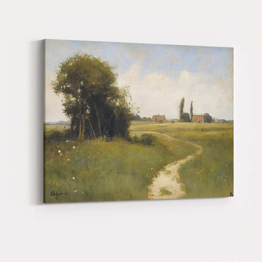 Rustic Meadow Footpath Country Farm Landscape Impressionist Canvas Wall Art Print Decor Picture Ready to Hang