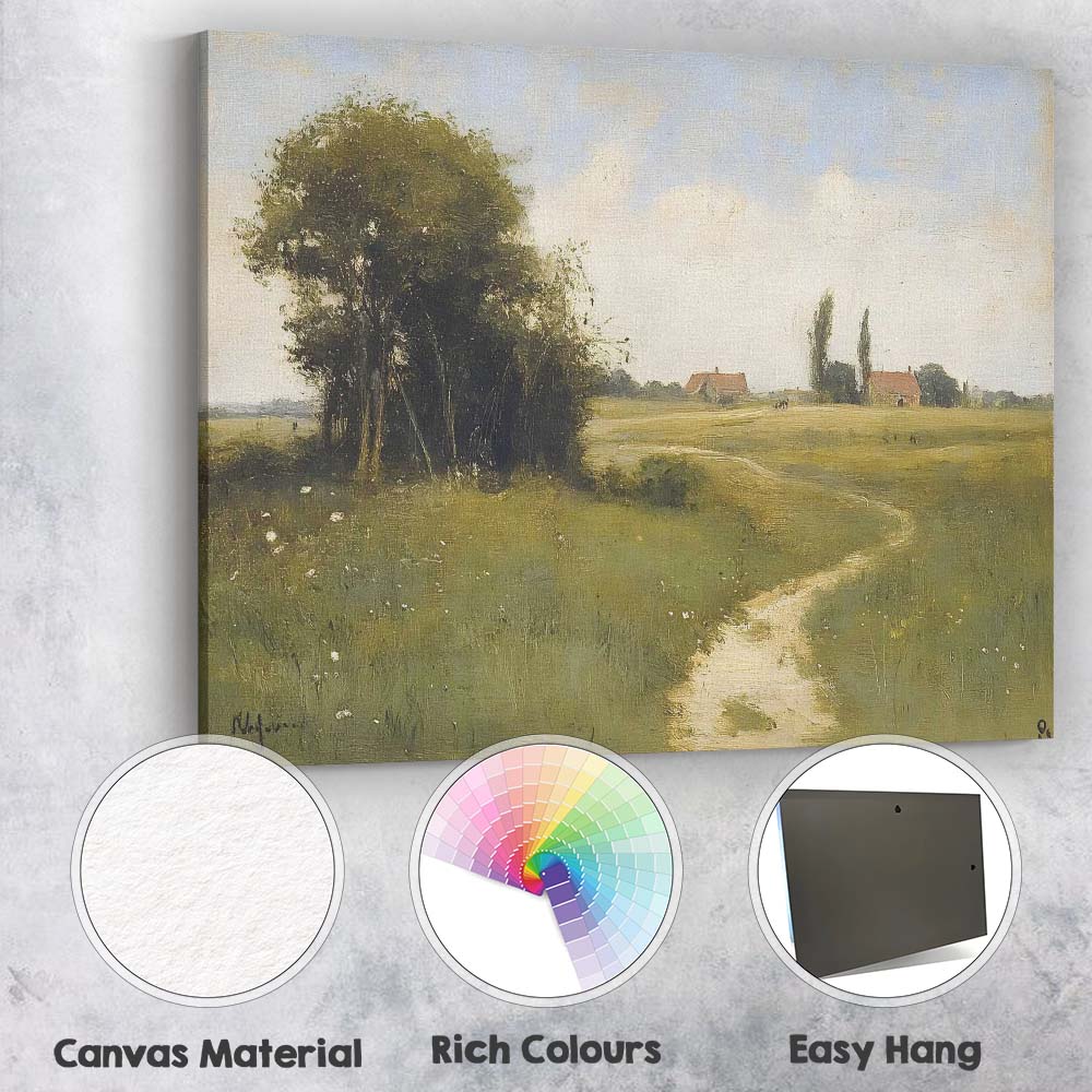 Rustic Meadow Footpath Country Farm Landscape Impressionist Canvas Wall Art Print Decor Picture Ready to Hang