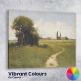 Rustic Meadow Footpath Country Farm Landscape Impressionist Canvas Wall Art Print Decor Picture Ready to Hang