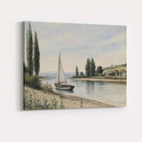 Serene River Sailboat Countryside Waterside Landscape Canvas Wall Art Print Decor Picture Ready to Hang