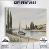 Serene River Sailboat Countryside Waterside Landscape Canvas Wall Art Print Decor Picture Ready to Hang