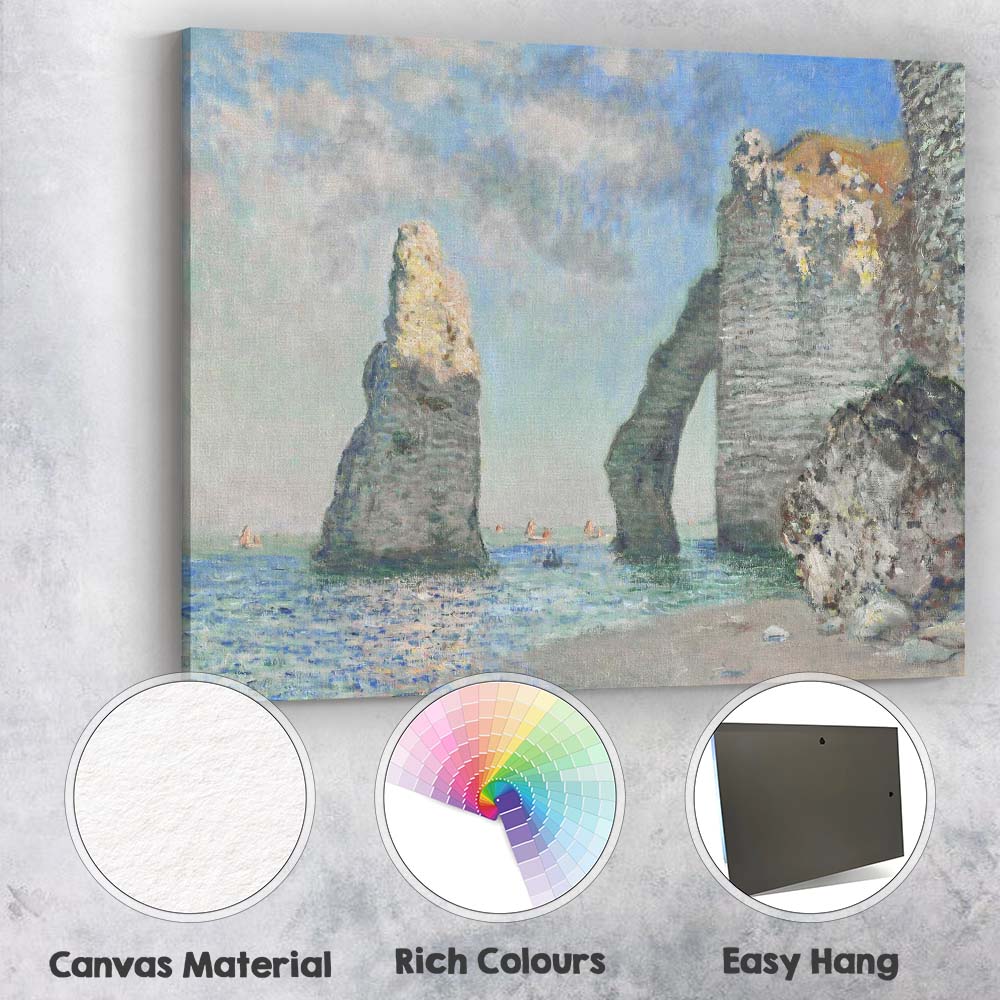 Claude Monet Inspired Coastal Sea Arch Cliffs Impressionist Canvas Wall Art Print Decor Picture Ready to Hang