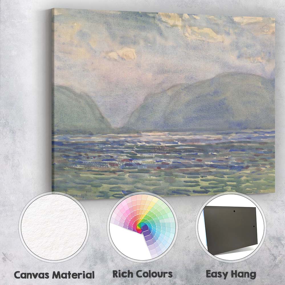 Soft Watercolour Mountain Lake Tranquil Blue Landscape Canvas Wall Art Print Decor Picture Ready to Hang