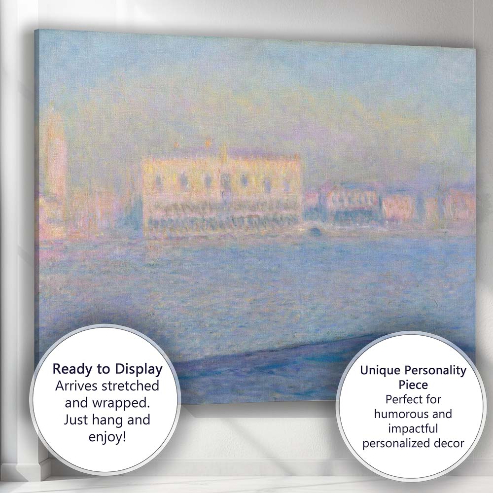 Pastel Impressionist Venetian Canal Waterscape Cityscape Canvas Wall Art Print Decor Picture Ready to Hang