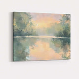 Soft Misty Sunrise Lake Reflection Landscape Canvas Wall Art Print Decor Picture Ready to Hang