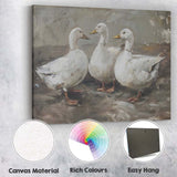 Rustic White Ducks Farmyard Animal Painting Canvas Wall Art Print Decor Picture Ready to Hang