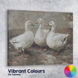 Rustic White Ducks Farmyard Animal Painting Canvas Wall Art Print Decor Picture Ready to Hang