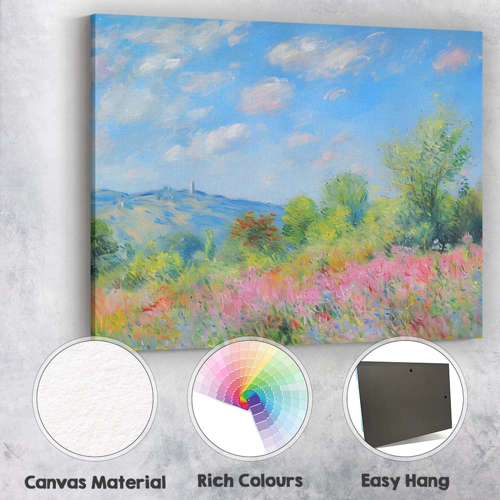 Colourful Wildflower Meadow Summer Countryside Landscape Canvas Wall Art Print Decor Picture Ready to Hang