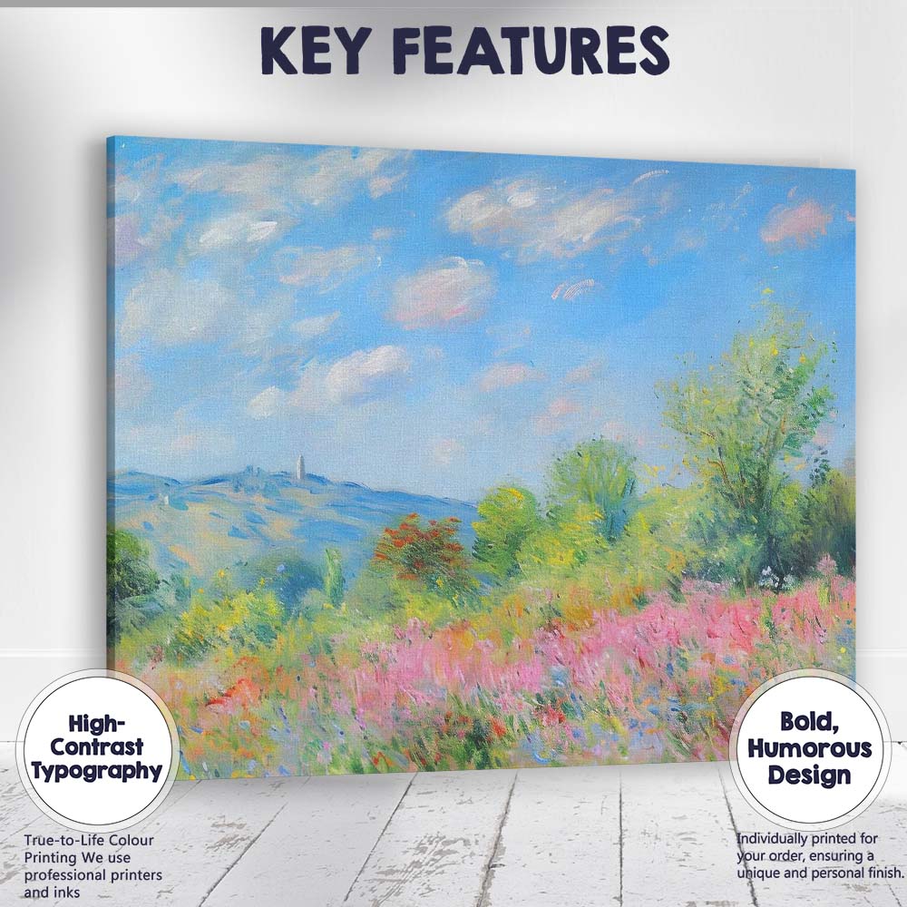 Colourful Wildflower Meadow Summer Countryside Landscape Canvas Wall Art Print Decor Picture Ready to Hang