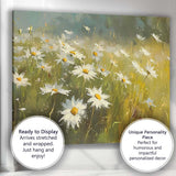 White Daisy Wildflower Meadow Impressionist Floral Landscape Canvas Wall Art Print Decor Picture Ready to Hang