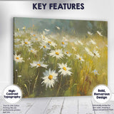 White Daisy Wildflower Meadow Impressionist Floral Landscape Canvas Wall Art Print Decor Picture Ready to Hang
