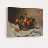 Rustic Basket of Oranges Traditional Still Life Oil Painting Canvas Wall Art Print Decor Picture Ready to Hang