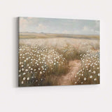 Soft White Wildflower Meadow Countryside Landscape Canvas Wall Art Print Decor Picture Ready to Hang