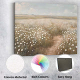 Soft White Wildflower Meadow Countryside Landscape Canvas Wall Art Print Decor Picture Ready to Hang