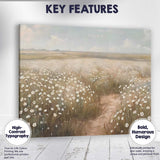 Soft White Wildflower Meadow Countryside Landscape Canvas Wall Art Print Decor Picture Ready to Hang