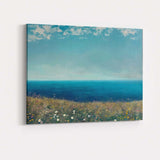Blue Ocean Horizon Wildflower Coastal Meadow Landscape Canvas Wall Art Print Decor Picture Ready to Hang