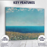 Blue Ocean Horizon Wildflower Coastal Meadow Landscape Canvas Wall Art Print Decor Picture Ready to Hang