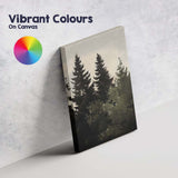 Moody Evergreen Forest Woodland Landscape Painting Canvas Wall Art Print Decor Picture Ready to Hang