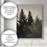 Moody Evergreen Forest Woodland Landscape Painting Canvas Wall Art Print Decor Picture Ready to Hang