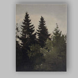 Moody Evergreen Forest Woodland Landscape Painting Canvas Wall Art Print Decor Picture Ready to Hang