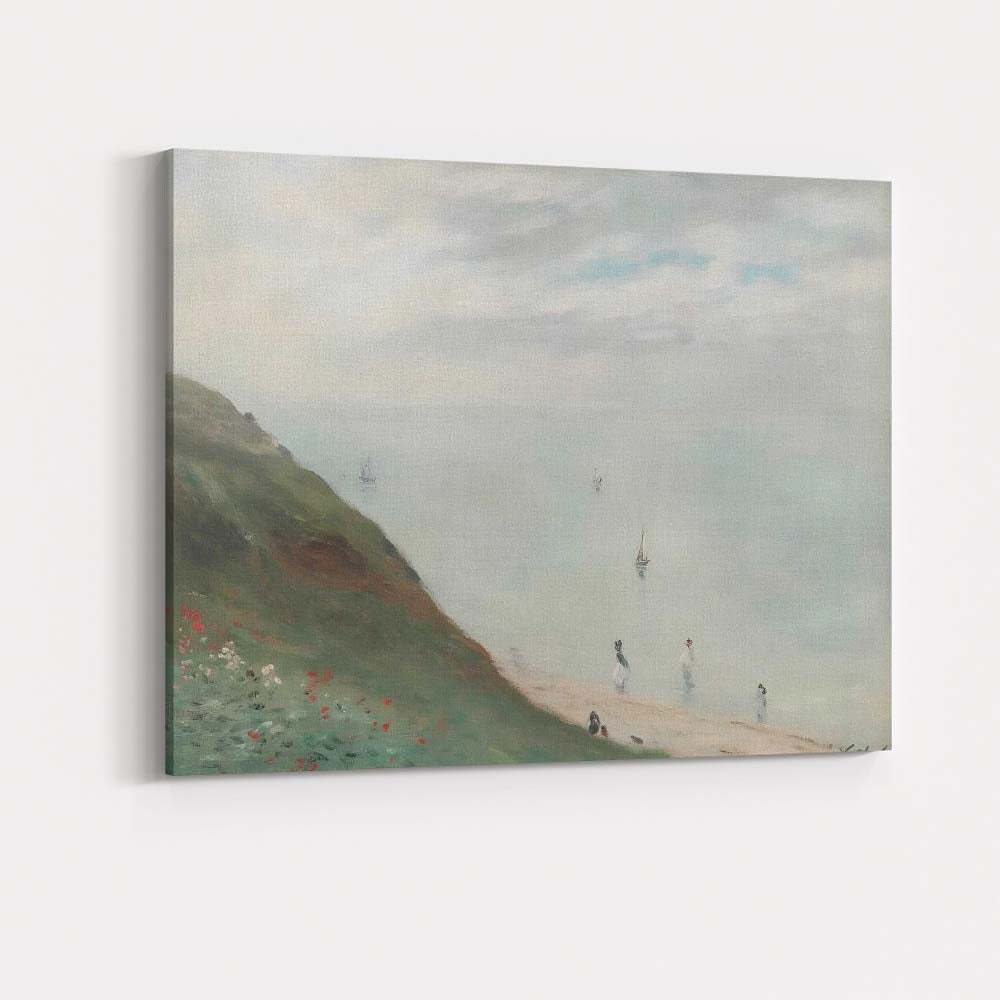 Peaceful Coastal Cliffs Sailboats Misty Seascape Landscape Canvas Wall Art Print Decor Picture Ready to Hang