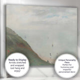 Peaceful Coastal Cliffs Sailboats Misty Seascape Landscape Canvas Wall Art Print Decor Picture Ready to Hang
