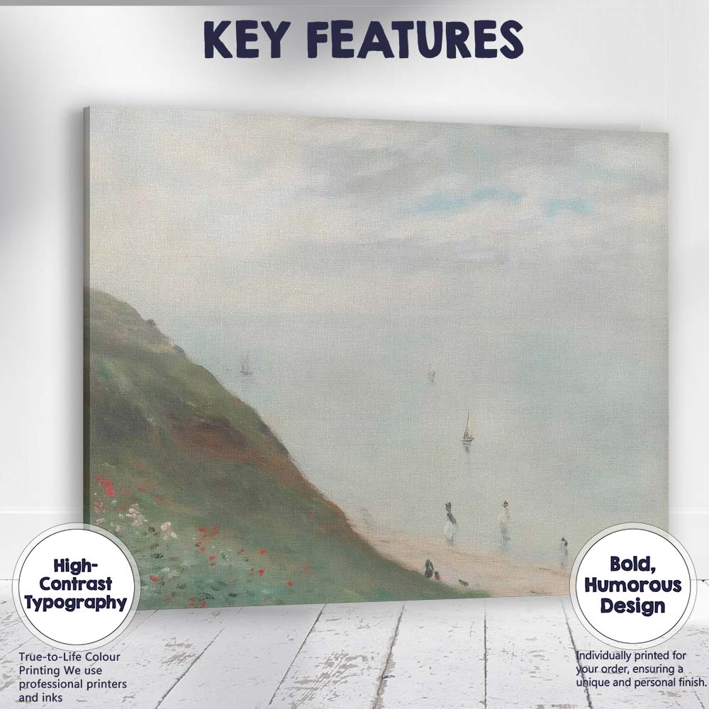 Peaceful Coastal Cliffs Sailboats Misty Seascape Landscape Canvas Wall Art Print Decor Picture Ready to Hang