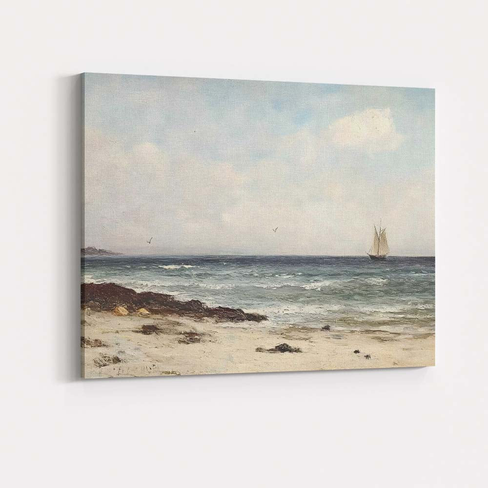 Coastal Sailboat Seascape Beach Impressionist Canvas Wall Art Print Decor Picture Ready to Hang