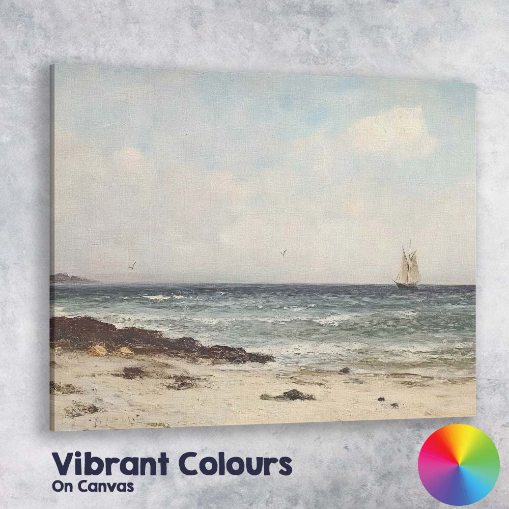 Coastal Sailboat Seascape Beach Impressionist Canvas Wall Art Print Decor Picture Ready to Hang