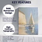 Contemporary White Sailboat Coastal Cliff Seascape Canvas Wall Art Print Decor Picture Ready to Hang