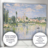 Impressionist Riverside Village Reflections Landscape Canvas Wall Art Print Decor Picture Ready to Hang
