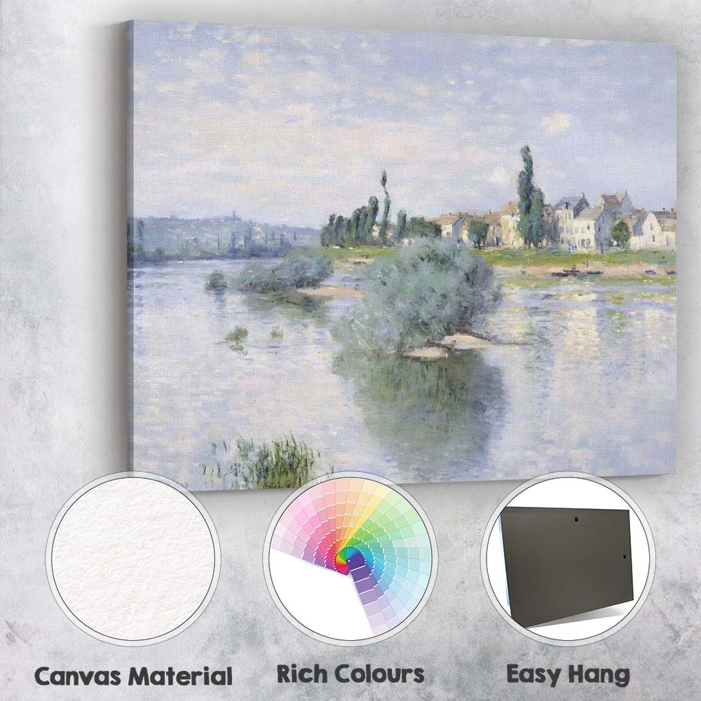 Impressionist Riverside French Village Waterscape Landscape Canvas Wall Art Print Decor Picture Ready to Hang