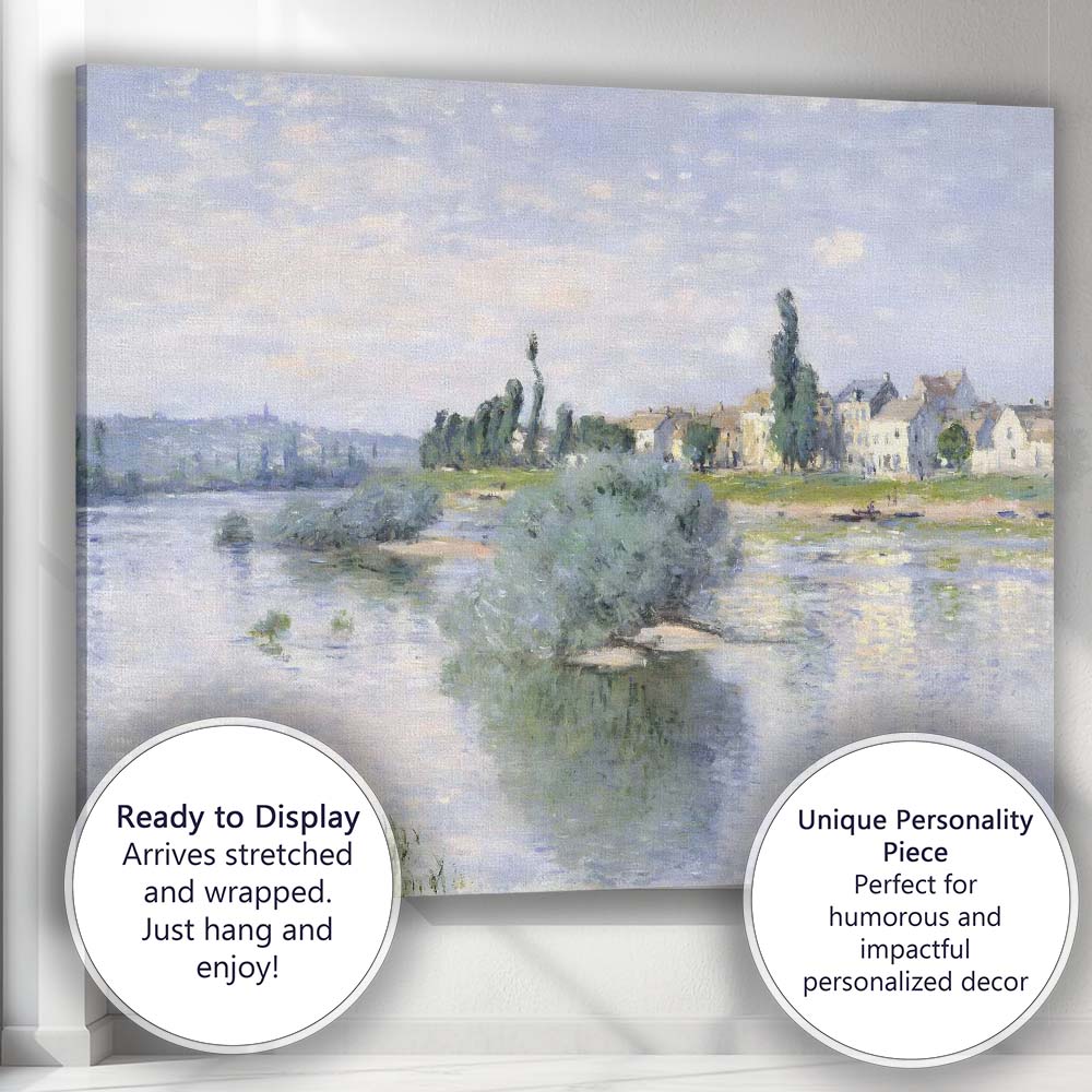 Impressionist Riverside French Village Waterscape Landscape Canvas Wall Art Print Decor Picture Ready to Hang