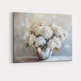 Elegant White Hydrangea Bouquet Impressionist Floral Still Life Canvas Wall Art Print Decor Picture Ready to Hang
