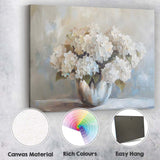 Elegant White Hydrangea Bouquet Impressionist Floral Still Life Canvas Wall Art Print Decor Picture Ready to Hang